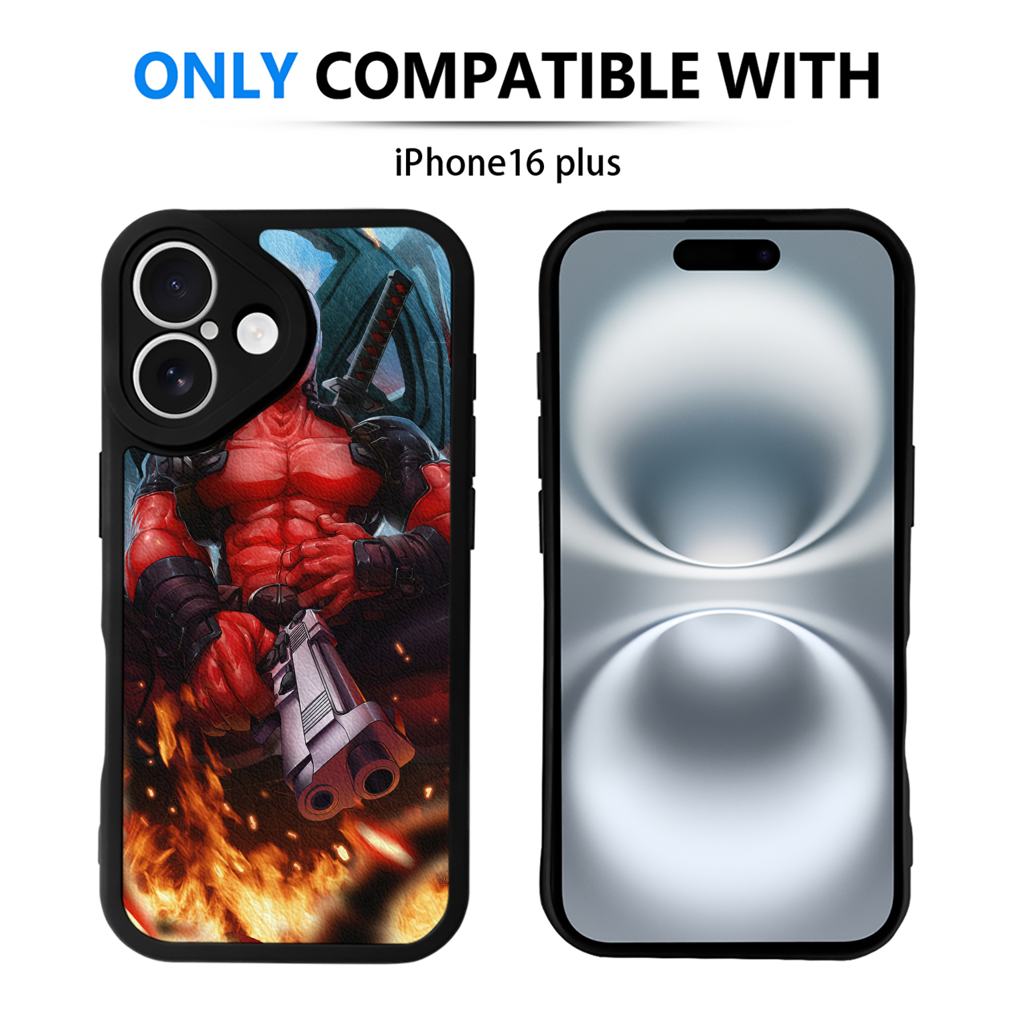 （画像用） Deadpool デッドプール 【iPhone 16シリーズ対応】シリコンスマホケース（レザー調） 材質：シリコン